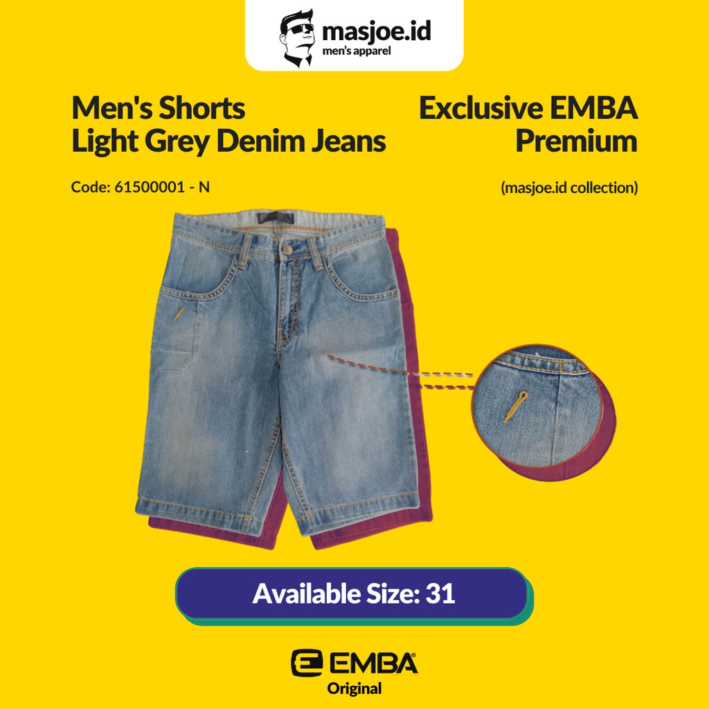 Celana Pendek Pria EMBA - Light Grey Jeans