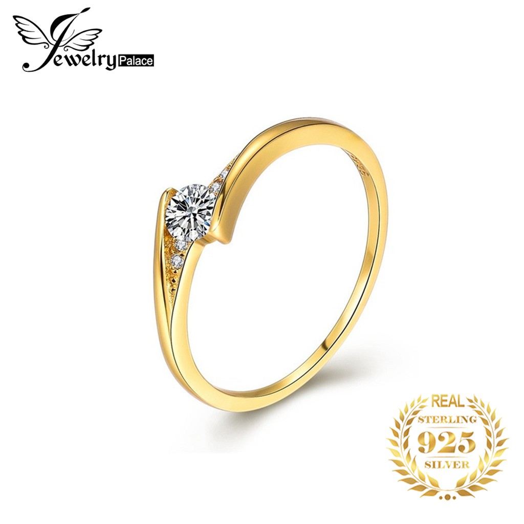 Cincin Perak 925 Asli Cincin Perak untuk Wanita Emas Diamond Pernikahan Cincin Fashion Aksesoris Perhiasan/Perempuan Cincin