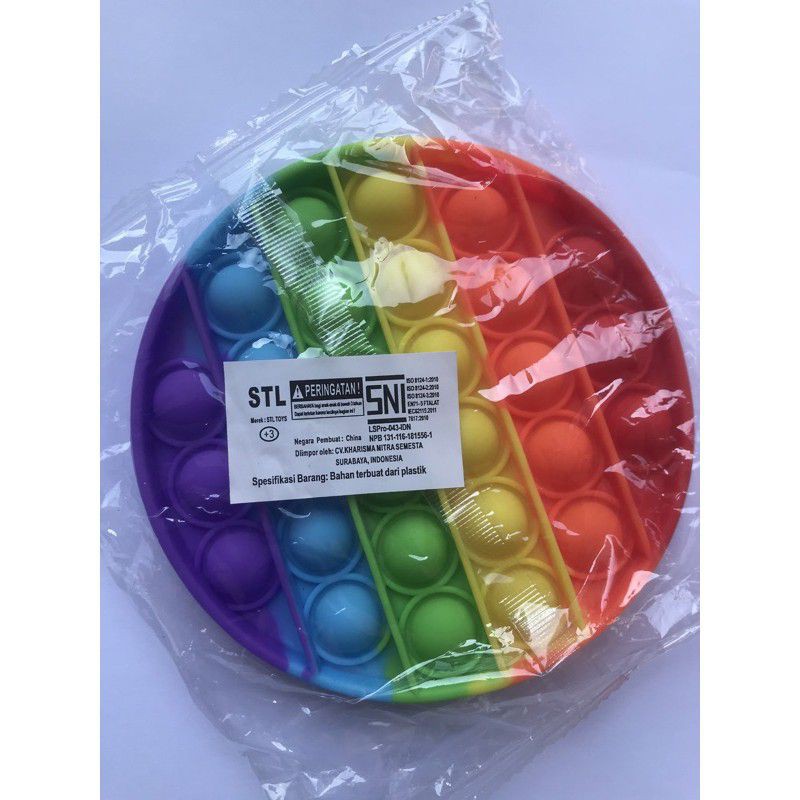 [Himart]Mainan Squishy Bubble Pop It Bahan Silikon Warna Pelangi Untuk Penghilang Stress-Bulat rainbow