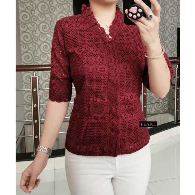 blouse Katun bolong kancing depan premium