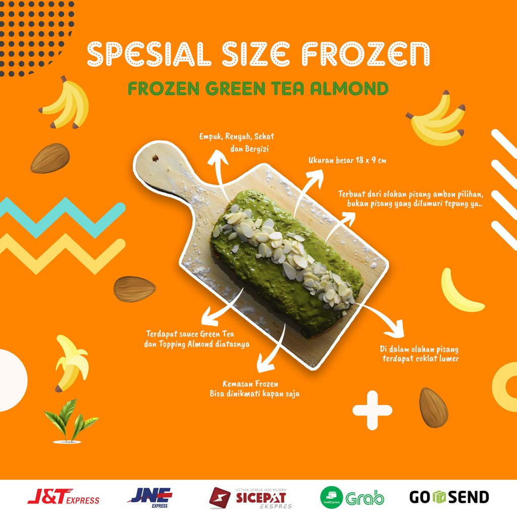 

GREEN TEA ALMOND SLICE | NUGGET PISANG JUMBO MERK PISANG KEKINIAN UK. 18x9 CM