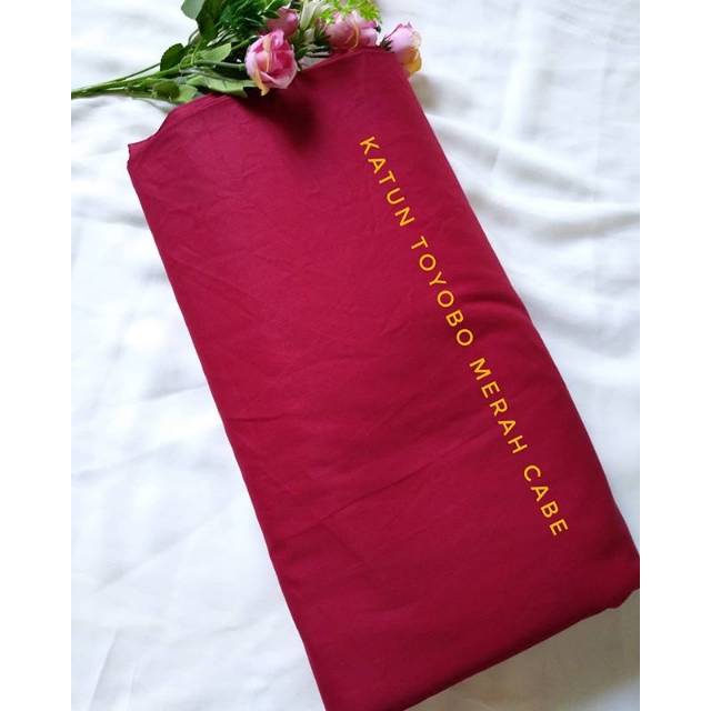 Kain katun toyobo tiap 0,5m merah cabe red chilli