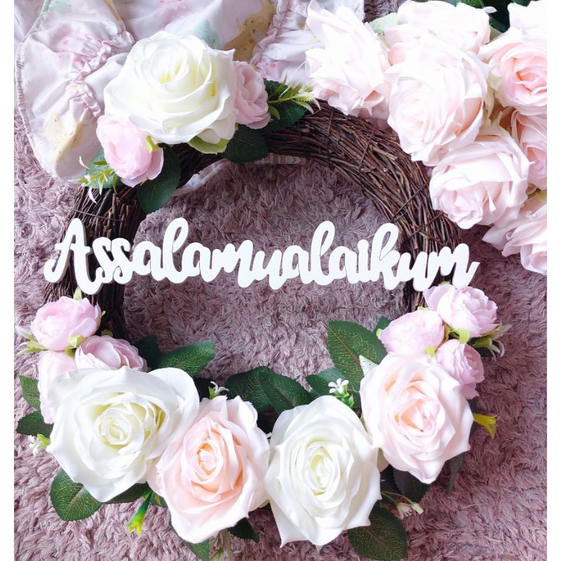 wreath flower diameter 30cm / rotan bulat / rotan lingkar / hiasan pintu / bunga rotan / homedecor