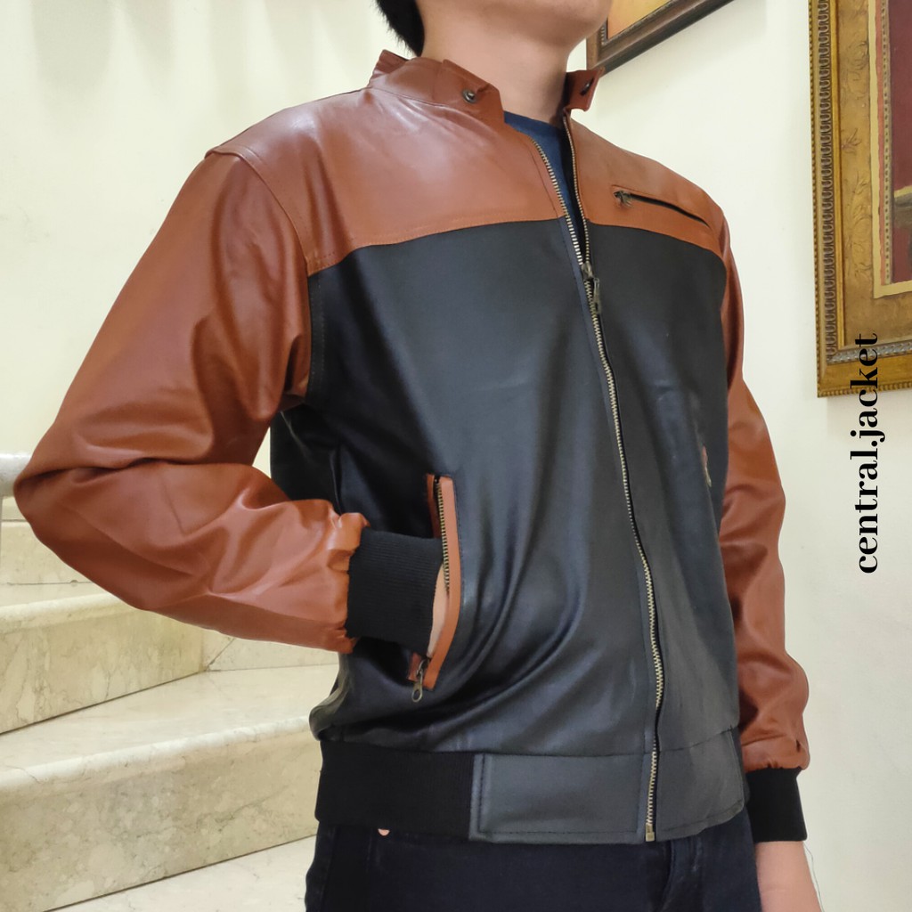 JAKET PRIA SEMI KULIT KOMBINASI PREMIUM - JAKET TOURING KULIT SINTETIS VIENA HIGH QUALITY