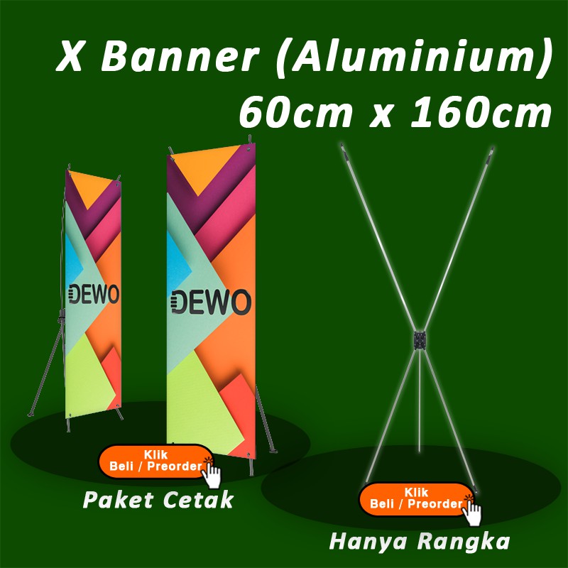 X Banner 60cm x 160cm (Aluminium) Adjustable Stand Promosi Display