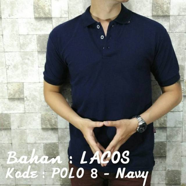 POLO SHIRT 8 Kaos Kerah Biru Navy Dongker Tua Polos Baju 