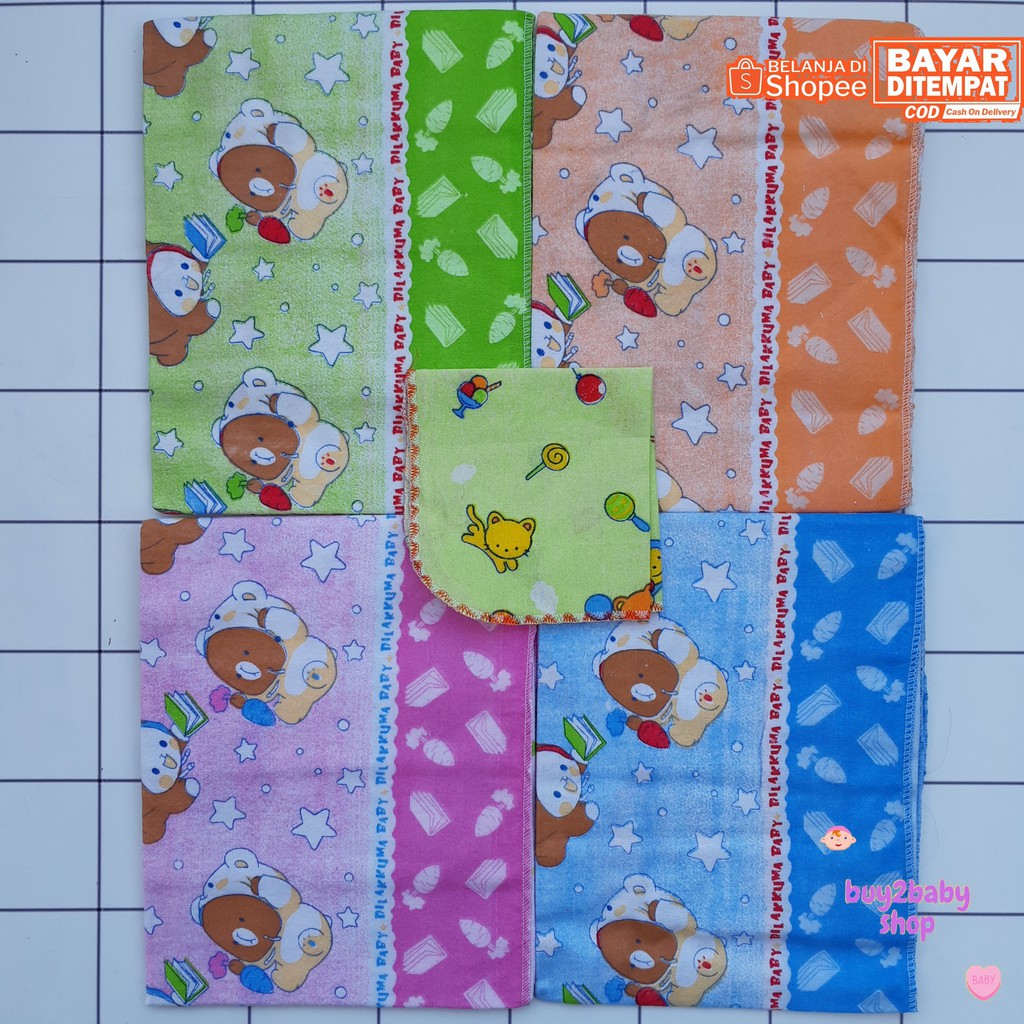 Bedong bayi NIA full print warna motif hemat murah berkualitas 110 x 90 cm isi 3-6 PCS