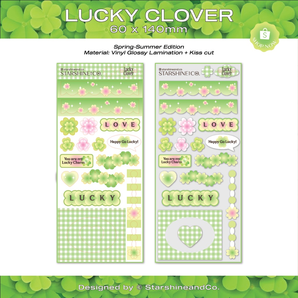 

[starshineandco.] Lucky Clover Deco Sticker Kiss Cut Planner Kpop Polco
