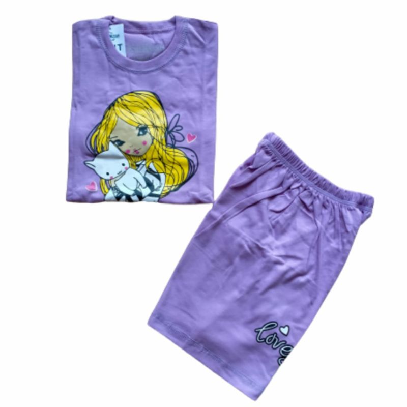 (COD) SET KAOS CUT GIRL USIA 2-6 TH (PILIH WARNA}