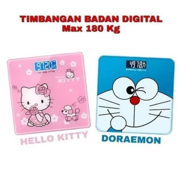 MPro Timbangan Badan Elektronik Health Scale 180KG Rechargeable + Temperature USB karakter pink blac AMT