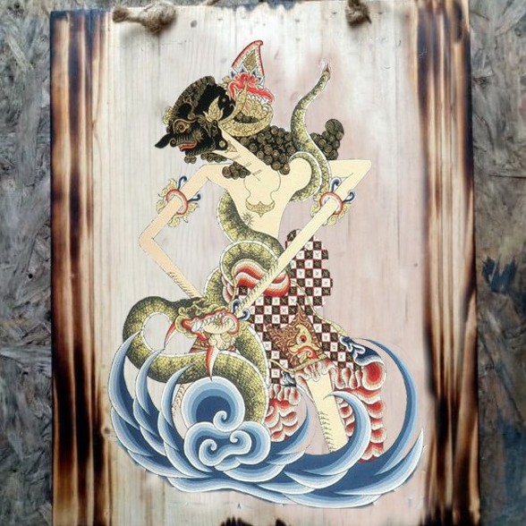 Hiasan Dinding Dekorasi Dinding Lukisan Wayang Bima Vintage Hiasan Dinding Ruang Tamu Cafe