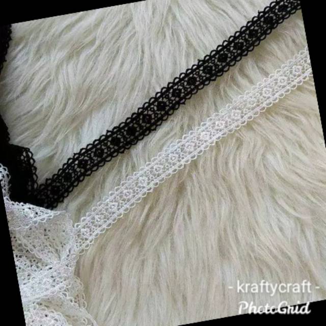 Renda tile bunga bordir rajut brokat gyper / giper katun baju mukena kebaya harga 1 ROLL