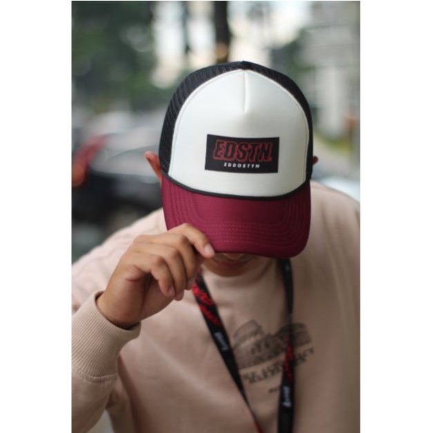 Eddostyn Topi Trucker Jaring Original Distro Pria Dewasa Maron Black