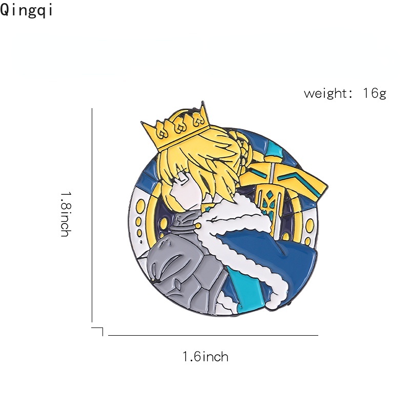 Bros Pin Enamel Desain Kartun Game The Holy Grail War Fate Stay Night Saber King Untuk Fans