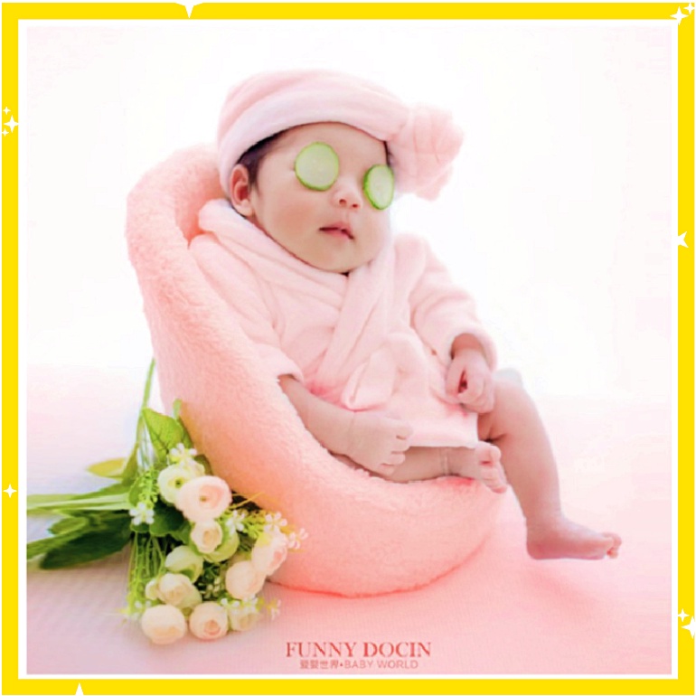 Kostum Handuk Bayi Fotografi Newborn (1 Set Handuk + Jubah Mandi Bayi) untuk Foto