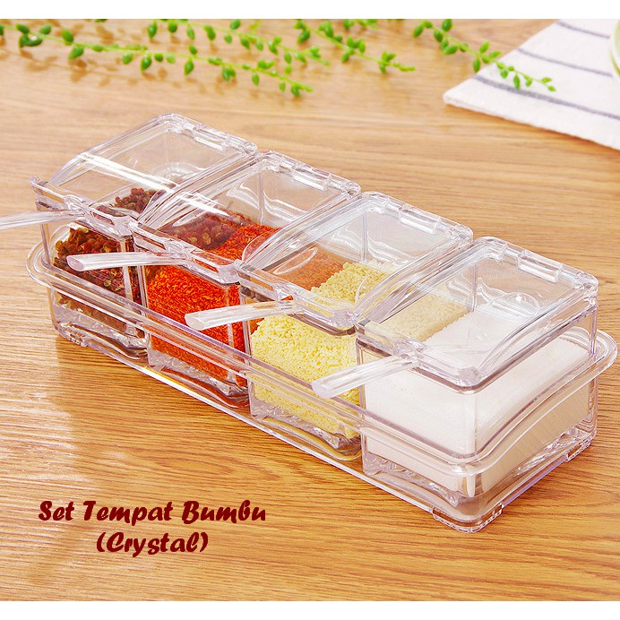 Tempat Bumbu Dapur Cristal Transparant Kitchen - Crystal Seasoning Box