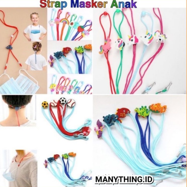 Strap Masker Anak Cartoon Lucu / Strap Masker Anak kids Kartun Bahan Nylon Banyak Warna Termurah