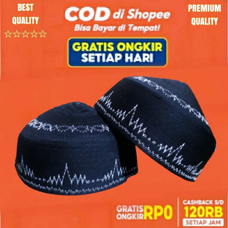 Peci Hitam Uje Bordir - Premium