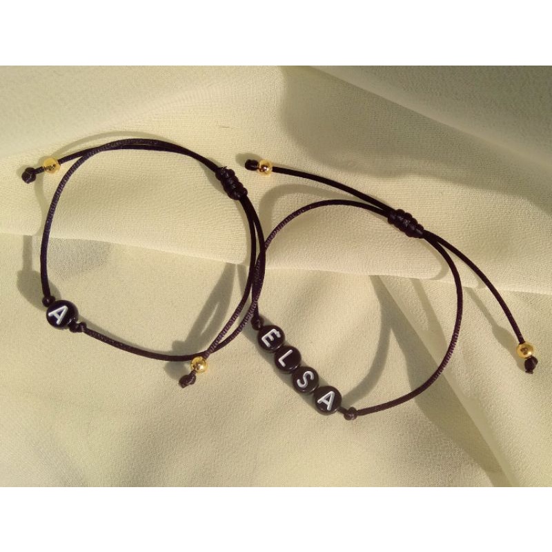 Gelang Tali  Model Serut Bisa Request Huruf Custom Nama