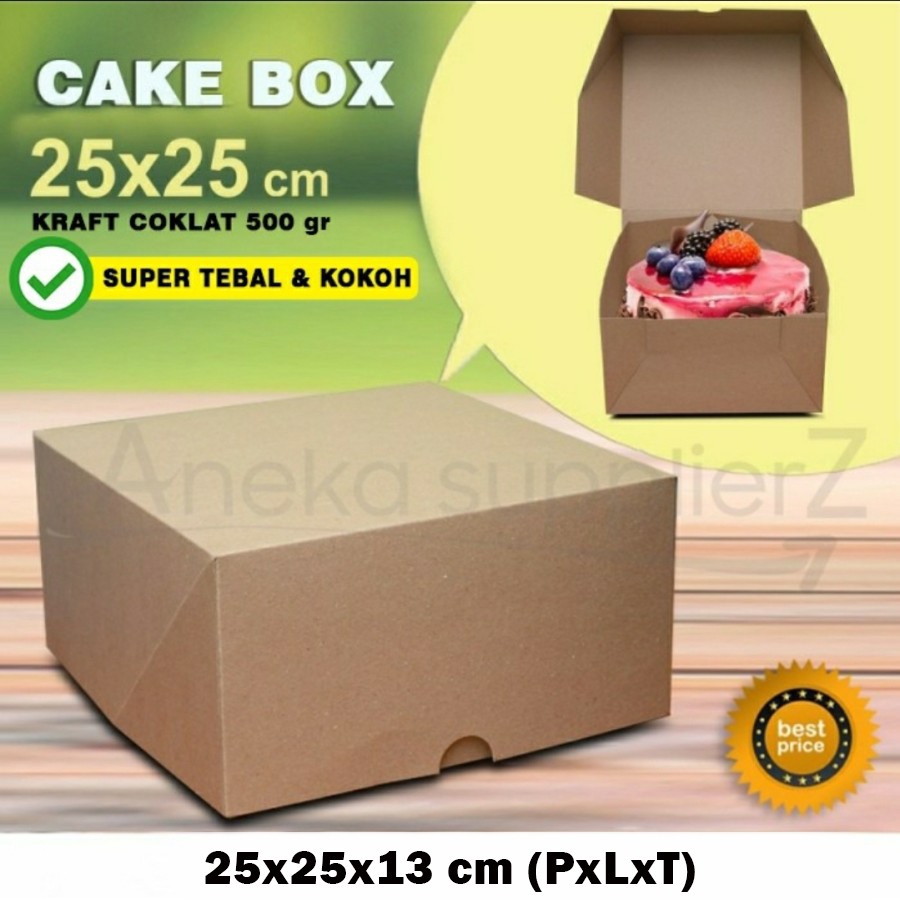 Cake Box - Kotak Kue Black Forest Coklat Tart |kraft Coklat -25x25 (10pc)