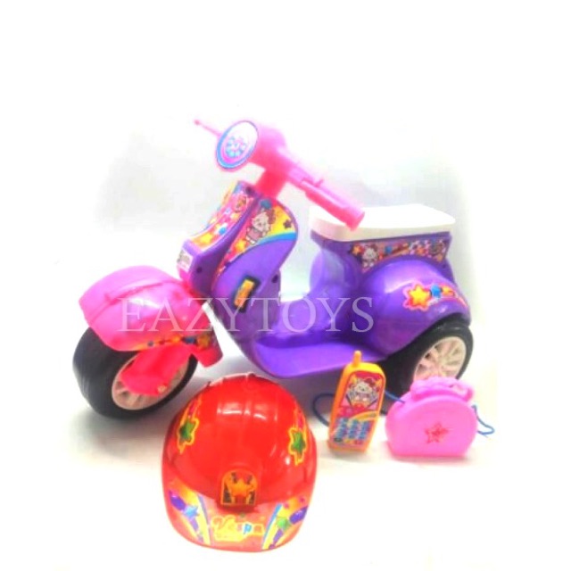 Mainan Motor Anak Dorong Ride On Vespa Mini KITTY CAT 567 Free Helm Sepeda Anak Roda 3