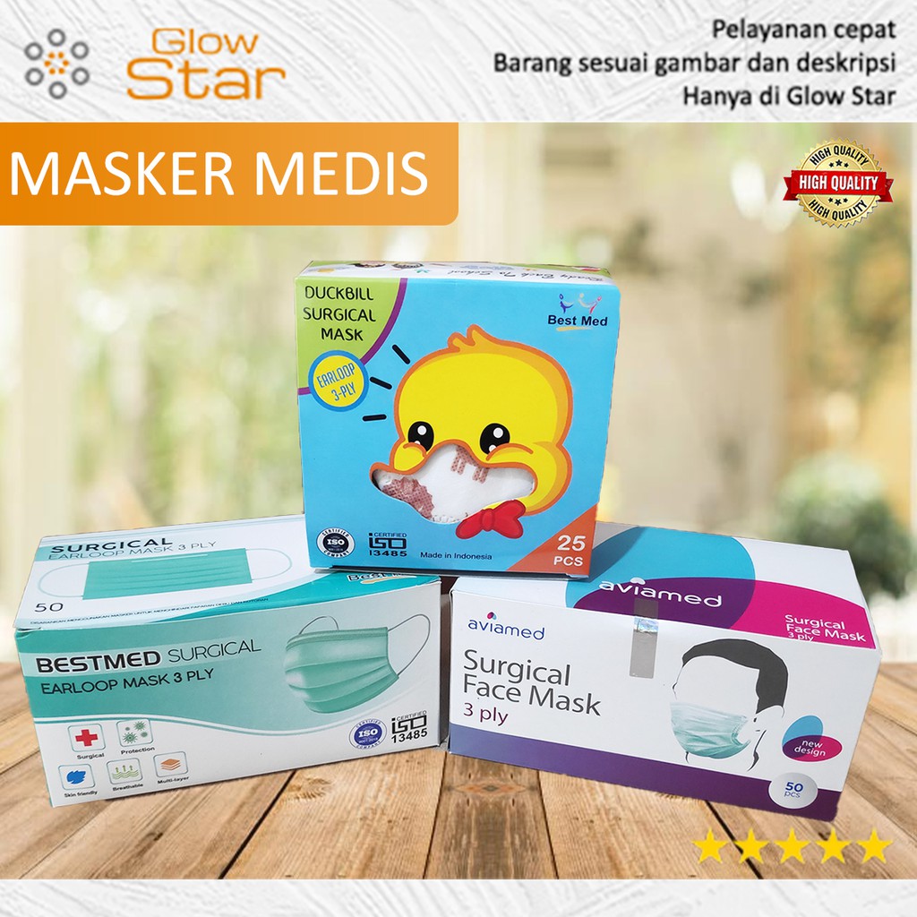 Masker medis Bestmed, Aviamed, Duckbill 3 ply Surgical mask Masker anak