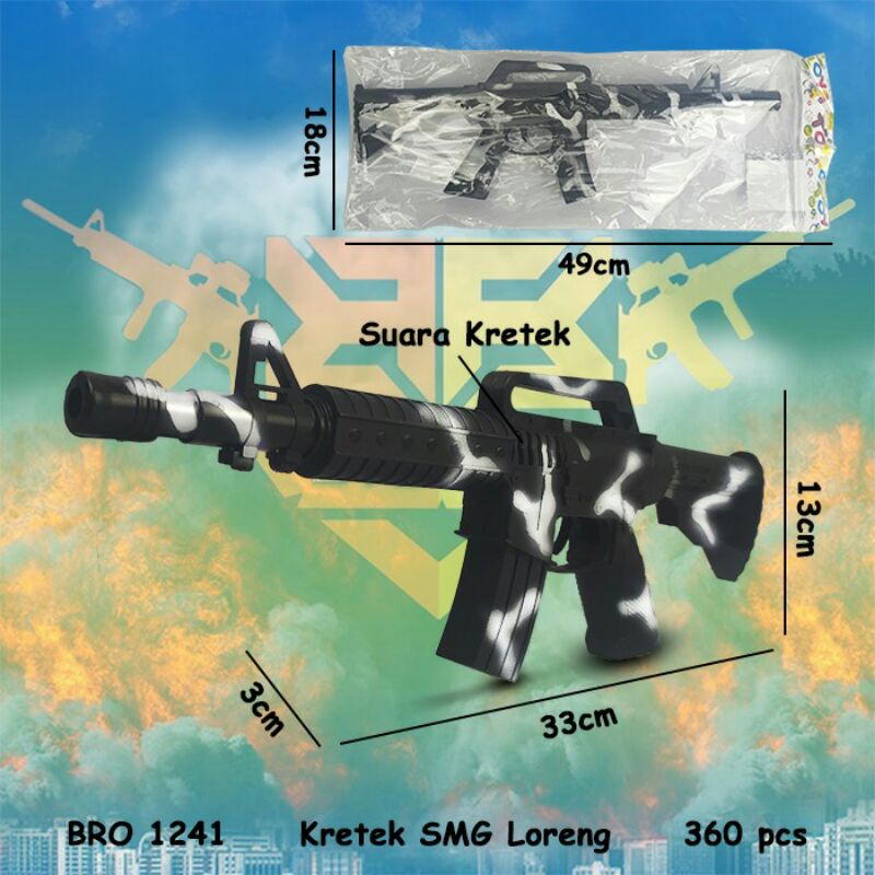 BRO1241 Pistol Kretek M16 Loreng Krotok Suara Bunyi Pistolan Tembak Tembakan Mainan Anak BIGBANG