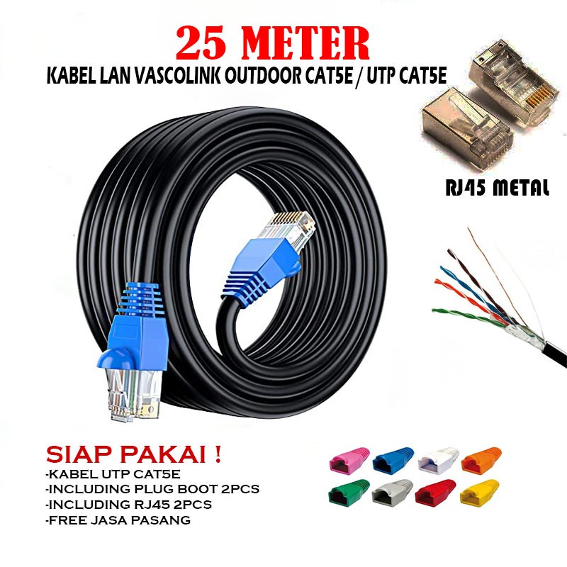 Kabel LAN Outdoor Kabel UTP Vascolink Cat5E 25 Meter High Quality