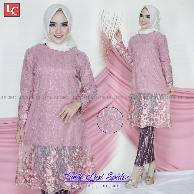 Fanstore -Set kebaya modern tunik lusi spider