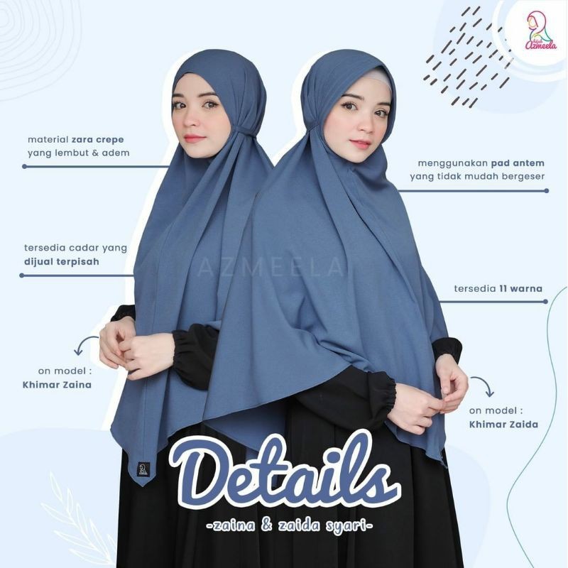 ZAIDA ZAINA SYAR'I BY AZMEELA - JILBAB INSTAN AZMEELA - JILBAB SYARI