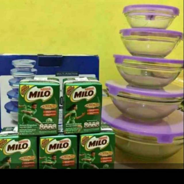 

Paket milo+mangkok beranak/paket teh botol + mangkok beranak