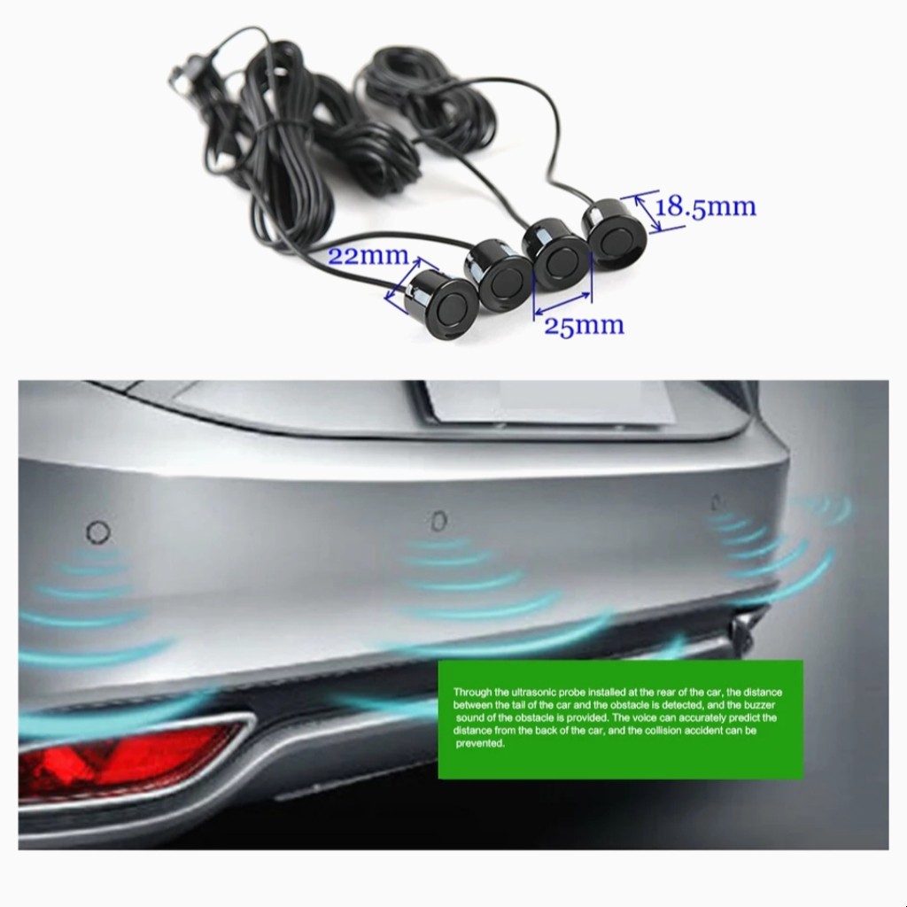 Video Sensor Parkir Spion 4.3 Inchi + 4 sensor Parkir + Kamera Mundur