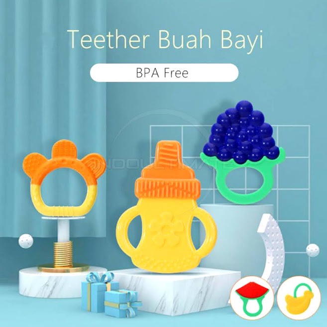 TO-C12 Teether Bayi buah Gigitan bayi Silicone Baby Teether Mainan Genggan Silicone Gigitan Bayi Bentuk Buah Mainan Bayi