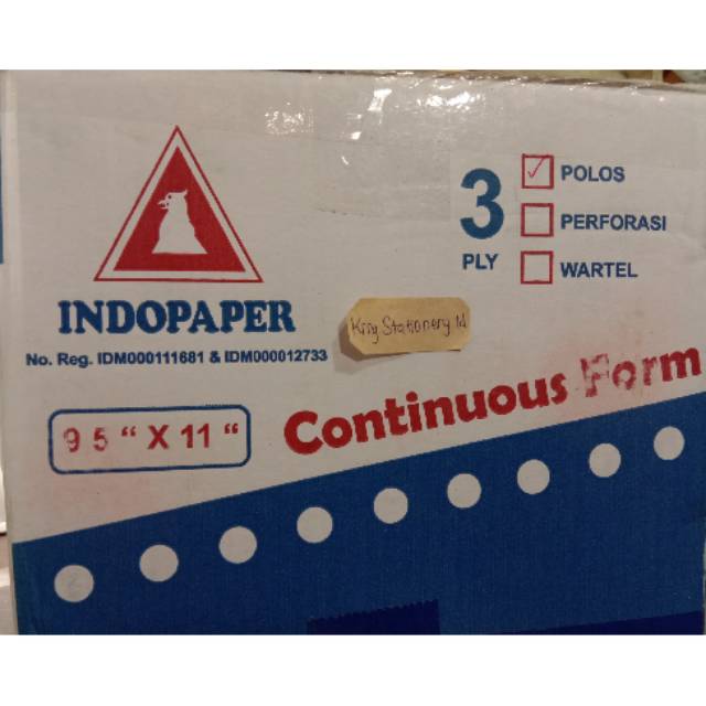 

[DUS] Continous Form Indopaper 3 Ply Ukuran 9,5 x 11 500 set