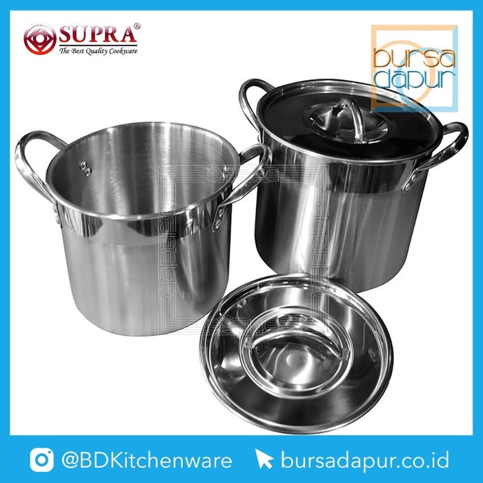 MOM ada Supra  Stainless Stockpot Set 2 Bursa Dapur  Panci 