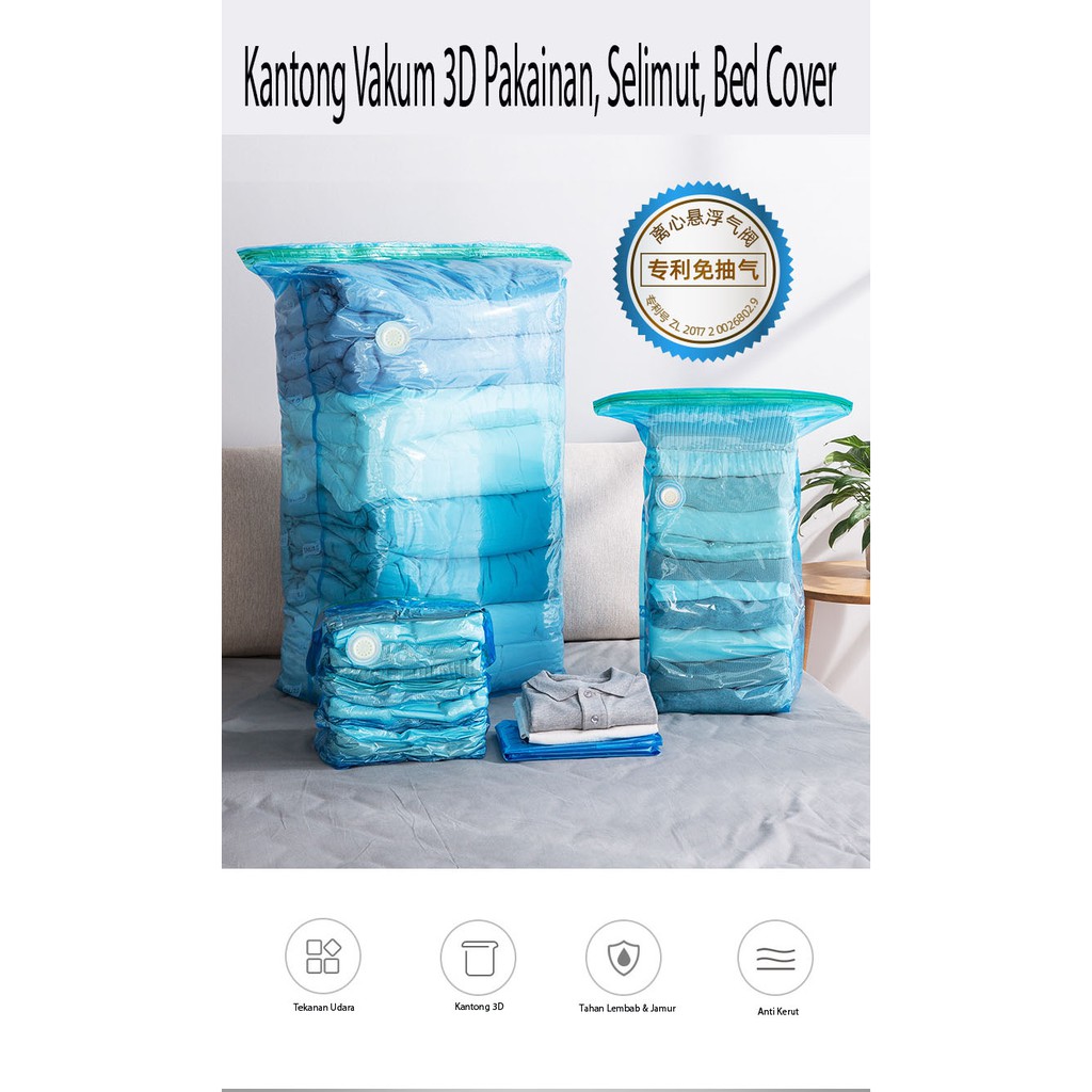 Kantong Vakum 3D Pakaian Selimut Bed Cover 3D Vacuum Bag