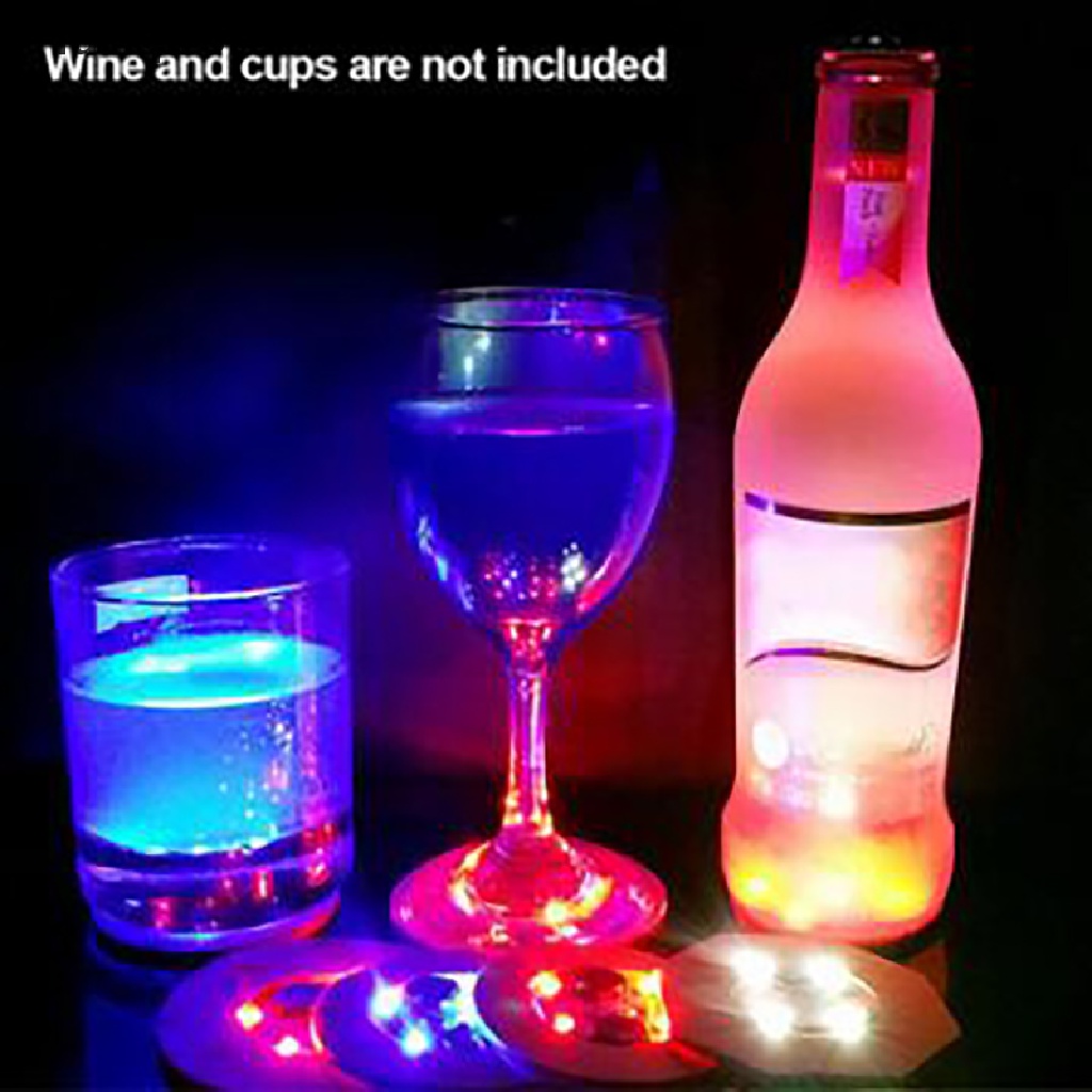 // Hg &amp; ID// Stiker Lampu Botol LED Mini Festival Bar Vas Dekorasi LED Drink Cup Mat.