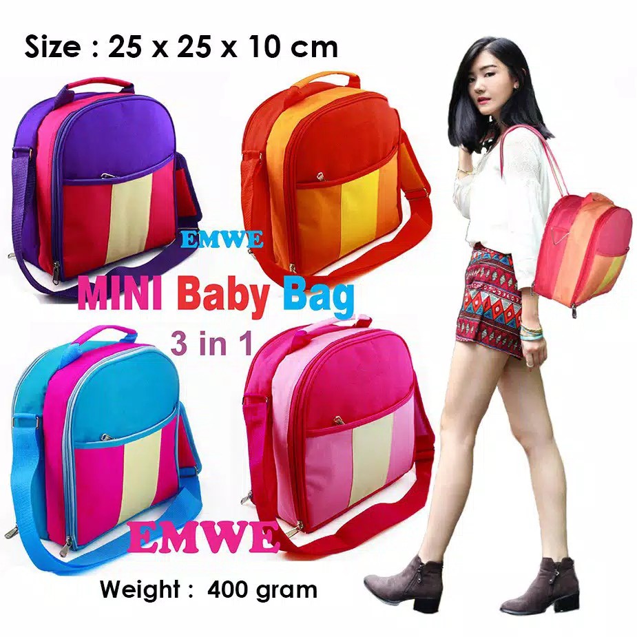 Simple Mini Baby Bag (Tas Perlengkapan Bayi) Tas Bayi 3 in 1 bisa dislempang, ransel & ditenteng