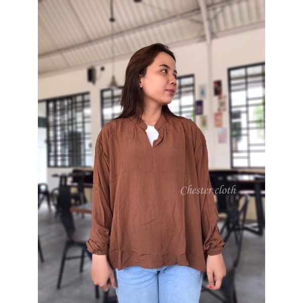 SAKURA BLOUSE RAYON CRINKLE AIRFLOW LD 116CM OVERSIZE JUMBO | BLOUSE ATASAN WANITA CRINKLE AIRFLOW J