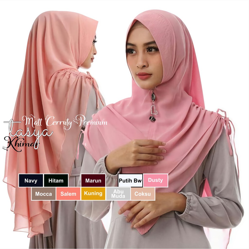 PROMO Khimar Osd Jumbo Ceruti Shifone 2 Layer Pet Antem Polos