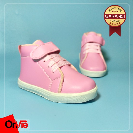 Sepatu Sneakers Anak Perempuan Pink Polos Premium | Sepatu Kets Onvie
