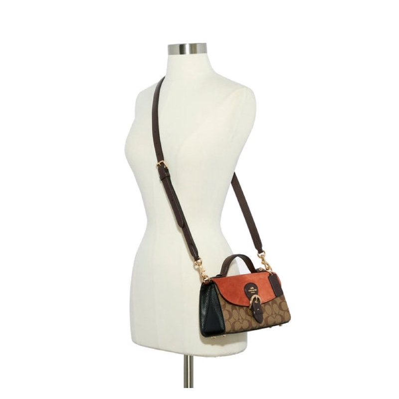 Coach Kleo Top Handle In Blocked Signature Canvas (C8156)