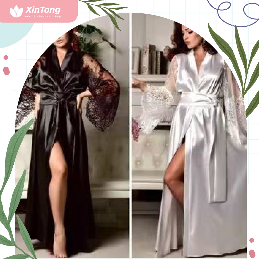 Lingerie Sexy Kimono Wanita Panjang Night gown sexy kimono - gaun malam