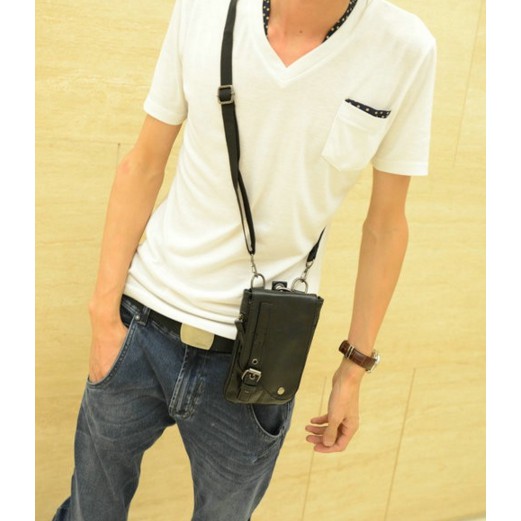 Tas Pinggang / Selempang Kecil Pria Kulit Import