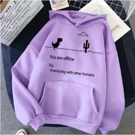 TokoFashion. MC Sweater YOU ARE OFFLINE - Sweater Hoodie Wanita Dino-4
