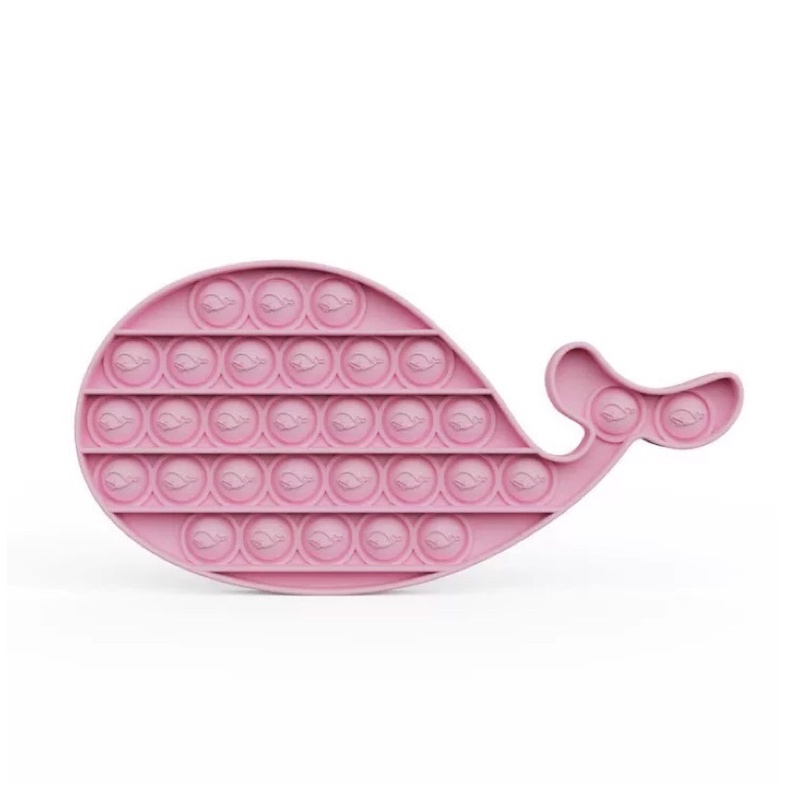 Pop it premium bubble emboss fidget anti stress timbul silicone viral tik tok mainan anak tebel high quality-Pink whale