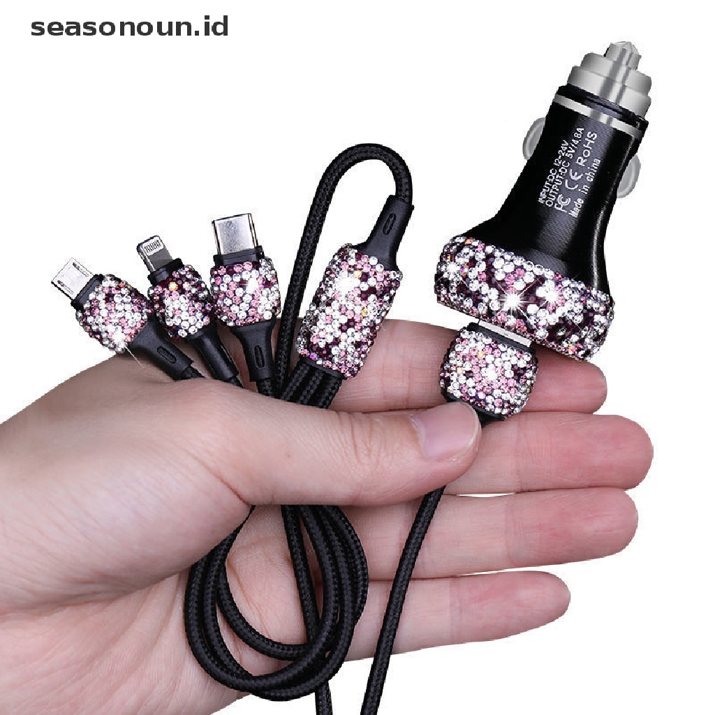 【seasonoun】 Car Phone Safety Hammer Charger Dual USB Fast-Charged Diamond Charger with Cable .