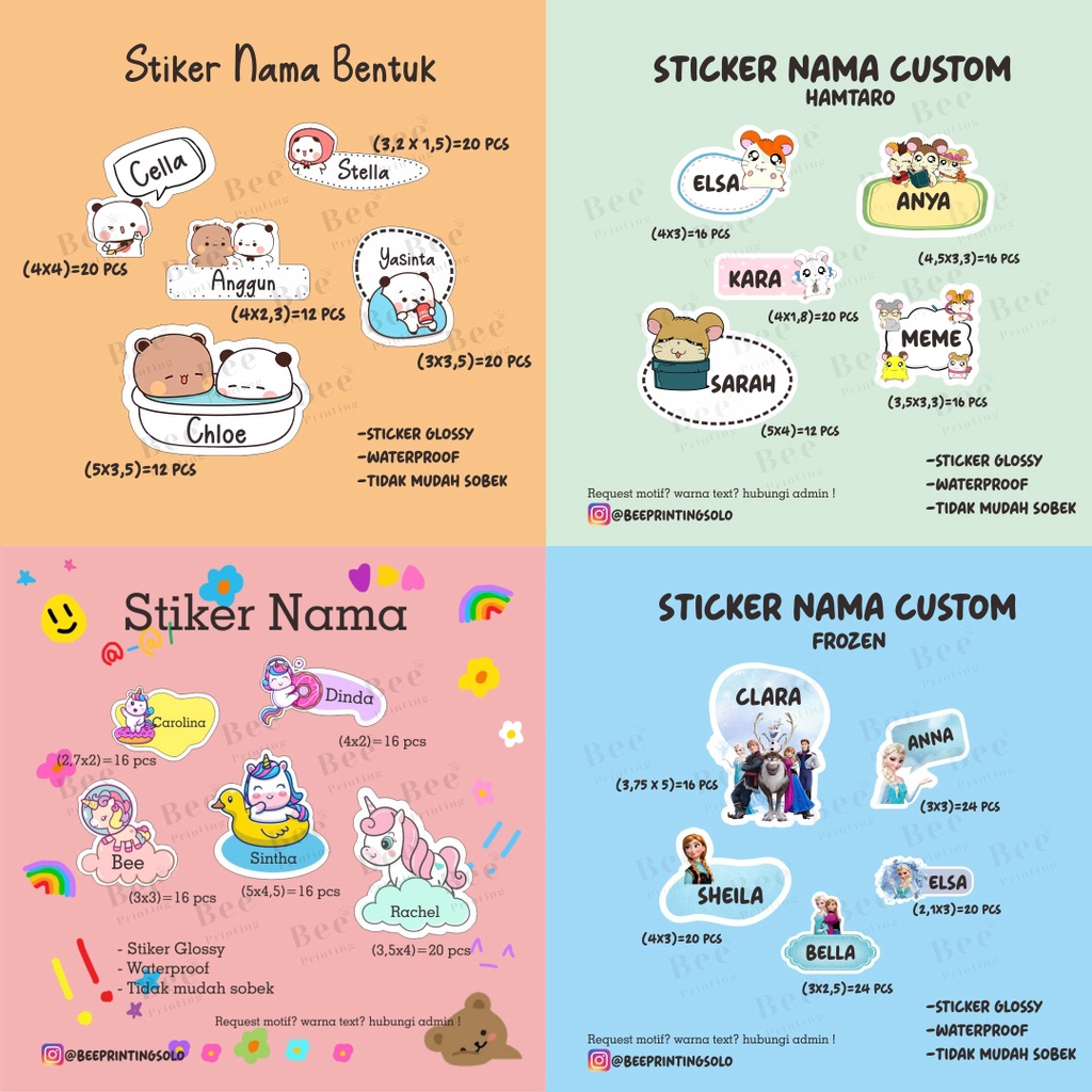 

STIKER LABEL NAMA ANAK LUCU KARAKTER GLOSSY WATERPROOF