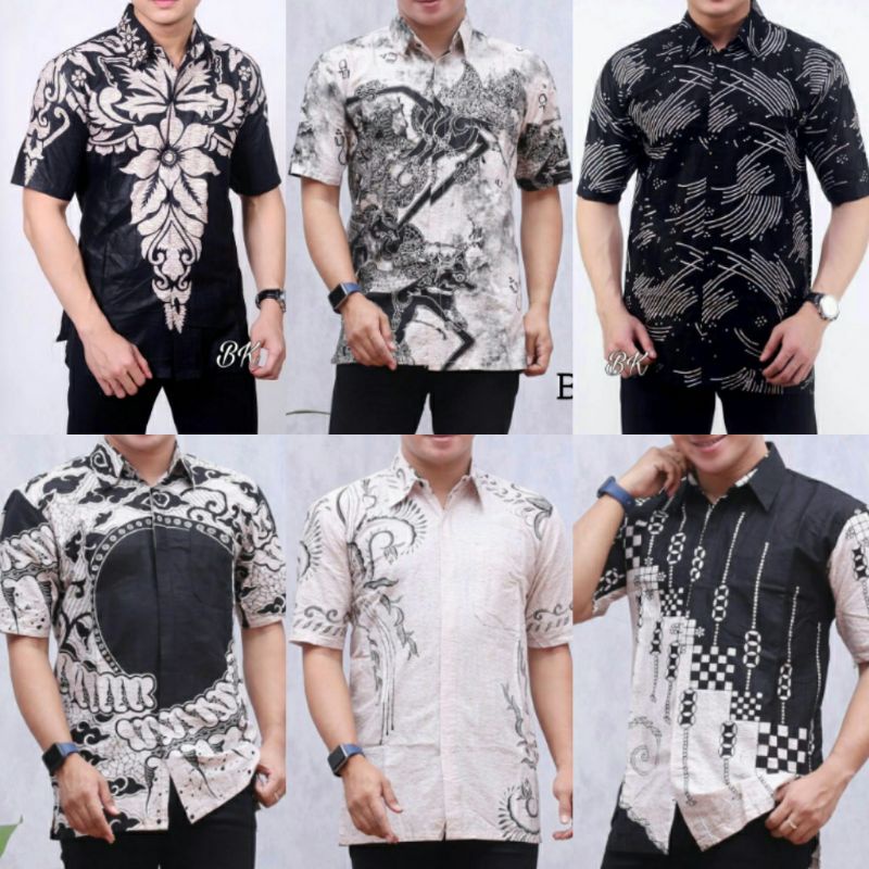 0BSWART Batik HRB026 kenongo Hem Pendek Padi Pekalongan M L XL Batik Pria MURAH Modern Grosir