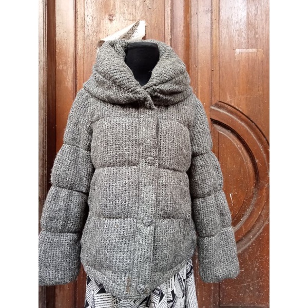 jaket wol tweed motif